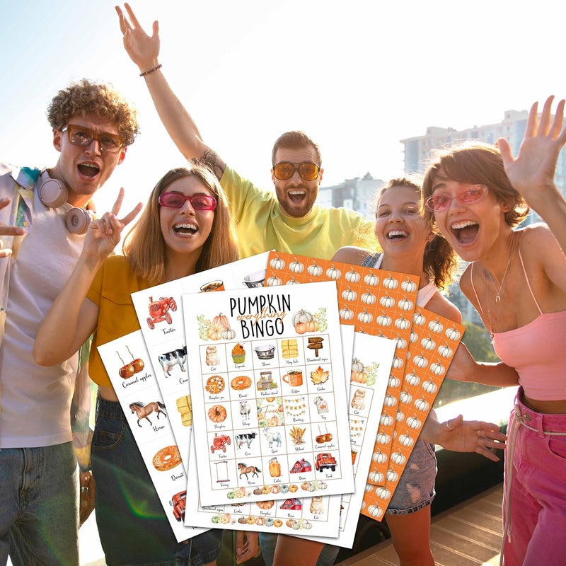 OZTEMETY Fall Pumpkin Bingo Game, Autumn & Thanksgiving Party Supplies, Favors & Decorations for Adults, 24 Players - Image 4